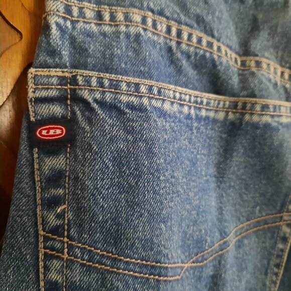 Union Bay 90s Vintage Striped Distressed Baggy Wide Leg Denim Jeans Mens 33x32 - Picture 12 of 16